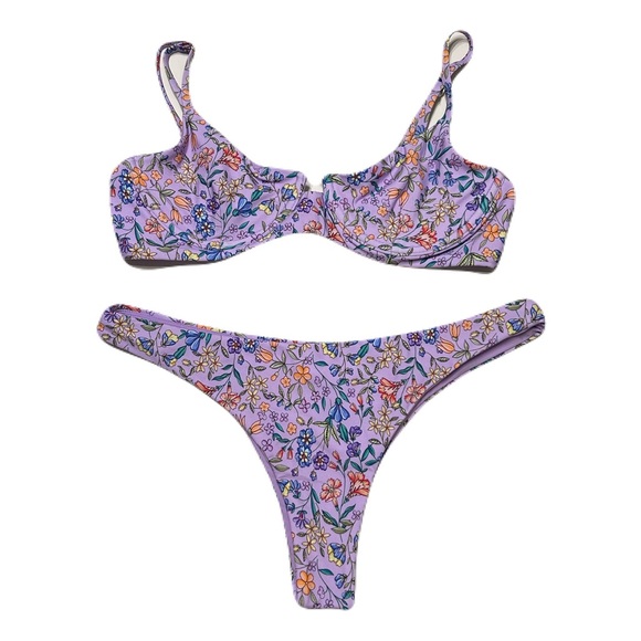 B Swim Beachfront Blooms Bikini set suit Aruba top Havana Bottom Medium $180 - Picture 7 of 8